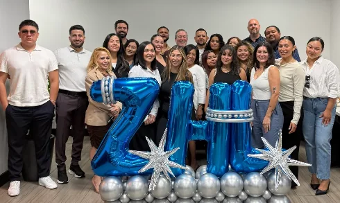 Beyond team members at a group celebration