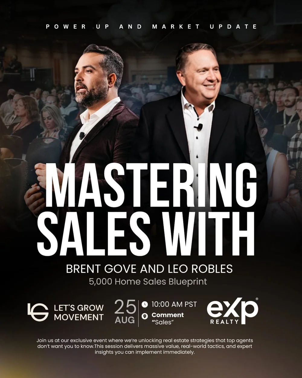 Original Let’s Grow Movement flyer: Mastering Sales with Brent Gove and Leo Robles